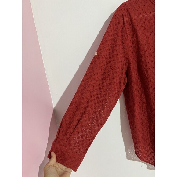 Vtg Ralph Lauren Button Up Top 2X Eyelet Beachy Minimalist Quite Luxury Coastal - Picture 8 of 11